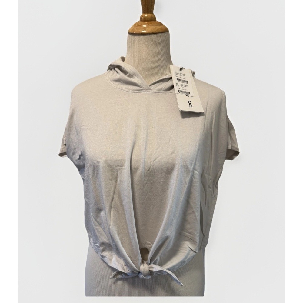 Redody‎ Cropped Tied Hoodie In Iced Grey Size 4 Small